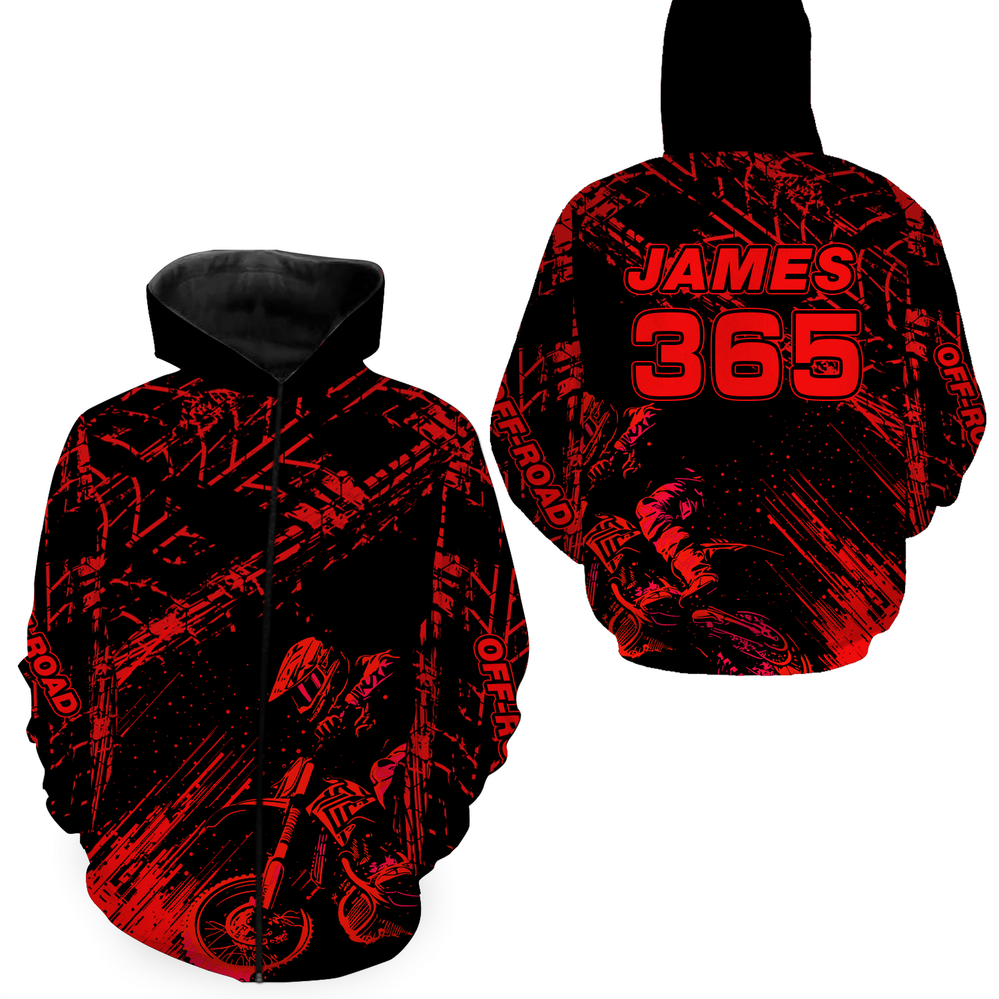 Red Motocross Hoodie Jersey Custom for Men Women Motorcycle Dirt Bike Hoodie Zip MH146