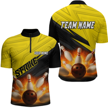 Load image into Gallery viewer, Custom Flaming Yellow Bowling Shirts for Women Men Team Bowling Polo &amp; Quarter Zip MBL99