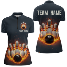 Load image into Gallery viewer, Custom Flaming Bowling Shirt for Men Women Fire Bowling Polo Shirts &amp; Quarter Zip MBL83