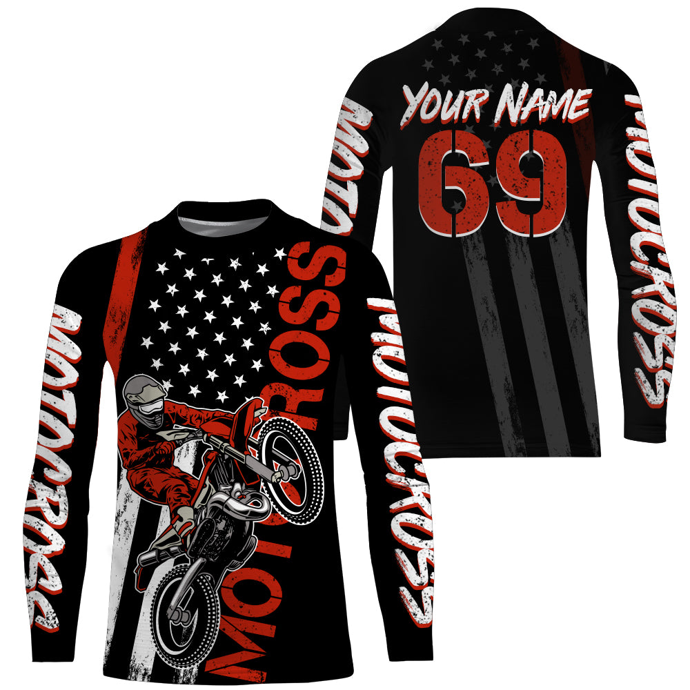 American Flag Motocross Jersey UPF30+ Racing Dirt Bike Riding Shirt Off-Road Long Sleeves XM28