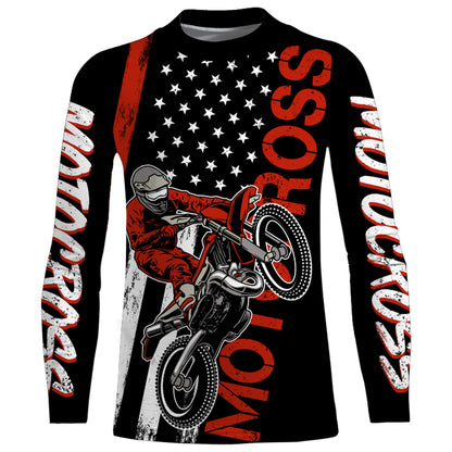 American Flag Motocross Jersey UPF30+ Racing Dirt Bike Riding Shirt Off-Road Long Sleeves XM28