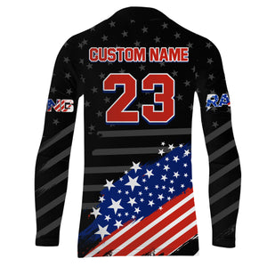 Motocross Jersey UPF30+ American Flag Dirt Bike Racing Shirt Youth Off-Road Jersey Kid Men XM114