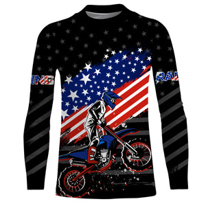 Motocross Jersey UPF30+ American Flag Dirt Bike Racing Shirt Youth Off-Road Jersey Kid Men XM114