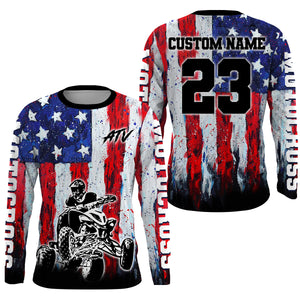 Custom ATV Racing Jersey Motocross American Flag Upf30+ ATV Quad Bike Shirt Men Kid MX45