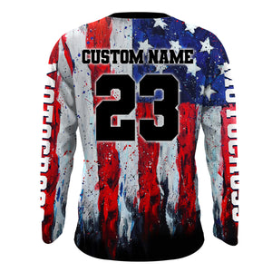 Motocross Racing Jersey UPF30+ American Flag Motox Dirt Bike Shirt Off-Road Motorcycle Jersey XM69