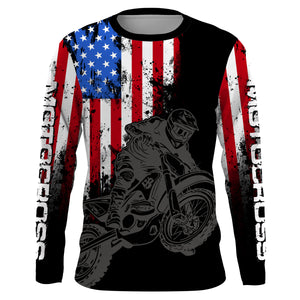 American Flag Motocross Jersey Men UPF30+ Dirt Bike Shirt Women Kid Patriotic MX Racing Shirt XM75