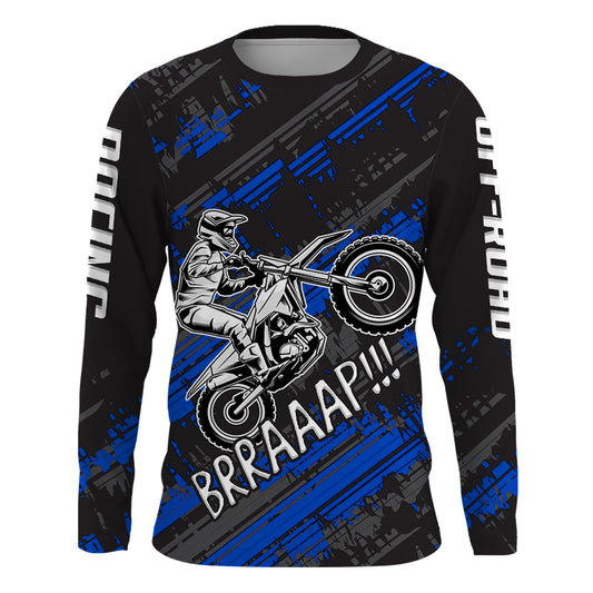 Kid Men Motocross Jersey Personalized Upf30+ Blue Dirt Bike Shirt MX Racing Jersey XM231