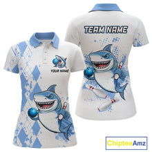 Load image into Gallery viewer, Blue Shark Bowling Custom Women Bowling Shirt Polo &amp; Quarter-Zip Bowling Team Jerseys HNT62