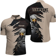 Load image into Gallery viewer, US Flag Eagle 3D Bowling Shirt for Men Custom Name Polo &amp; Quarter-zip Bowling Jersey with Team HNT05