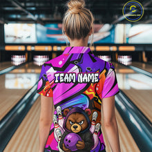 Load image into Gallery viewer, Custom Funny Bear Bowling Women Bowling Shirt Polo &amp; Quarter-Zip Bowling Team Jerseys HNT84