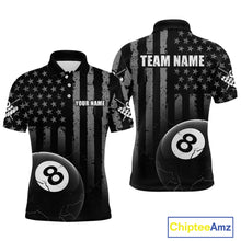 Load image into Gallery viewer, Custom American Flag 8 Ball Billiard Shirts for Men, Billiard Team Polo &amp; 1/4 Zip Shirts NNT64