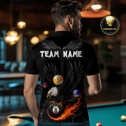 Custom Black Eagle 8 Ball Billiard Shirts for Men Billiard Team Jerseys Polo & 1/4 Zip Shirts NNT52