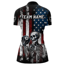 Load image into Gallery viewer, Custom US Skull 8 Ball Billiard Shirts for Women Billiard Team Shirts Billiard League Polo &amp; 1/4 Zipper NNT86