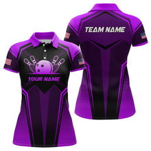 Load image into Gallery viewer, Custom Purple Bowling Jersey for Women Bowling Team Shirts Bowling Uniform Polo &amp; 1/4 Zip HNT158