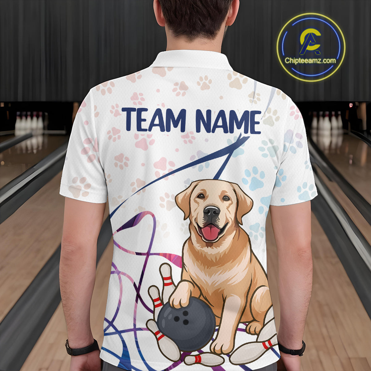 Custom Funny Dog Paw Bowling Men Polo & 1/4 Zip Shirts Bowling Team Jerseys HNT95