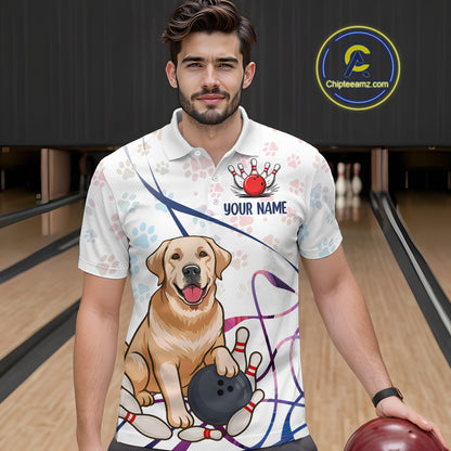 Custom Funny Dog Paw Bowling Men Polo & 1/4 Zip Shirts Bowling Team Jerseys HNT95