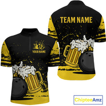 Load image into Gallery viewer, Custom Funny Beer Bowling Men Shirts Bowling Uniform Polo &amp; 1/4 Zip Bowling Team Jerseys HNT98