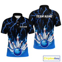 Load image into Gallery viewer, Blue Thunder Bowling Custom Men Bowling Shirt Polo &amp; Quarter-Zip Bowling Team Shirts HNT71