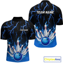 Load image into Gallery viewer, Blue Thunder Bowling Custom Men Bowling Shirt Polo &amp; Quarter-Zip Bowling Team Shirts HNT71