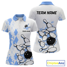 Load image into Gallery viewer, Blue Vintage Bowling Custom Women Bowling Shirt Polo &amp; Quarter-Zip Bowling Team Jerseys HNT68