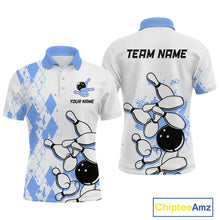 Load image into Gallery viewer, Blue Vintage Bowling Custom Men Bowling Shirt Polo &amp; Quarter-Zip Bowling Team Jerseys HNT68