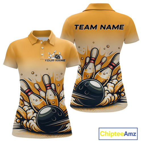 Funny Beer Bowling Jersey for Women Custom Bowling Uniform Polo & 1/4 Zip Team Bowling Shirts HNT118
