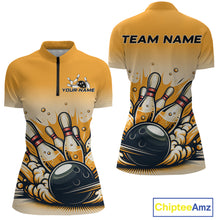 Load image into Gallery viewer, Funny Beer Bowling Jersey for Women Custom Bowling Uniform Polo &amp; 1/4 Zip Team Bowling Shirts HNT118