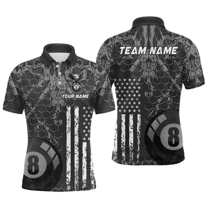 US Flag Eagle Billiard Jerseys 8 Ball Pool Billiard for Men Billiard Shirts Polo & 1/4 Zip NNT04