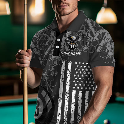 US Flag Eagle Billiard Jerseys 8 Ball Pool Billiard for Men Billiard Shirts Polo & 1/4 Zip NNT04