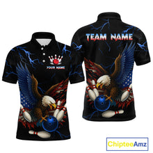 Load image into Gallery viewer, Blue Thunder US Flag Eagle Bowling Shirts for Men Team Bowling Polo &amp; Quarter-Zip HNT96