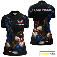 Load image into Gallery viewer, Blue Thunder US Flag Eagle Bowling Shirts for Women Team Bowling Polo &amp; Quarter-Zip HNT96