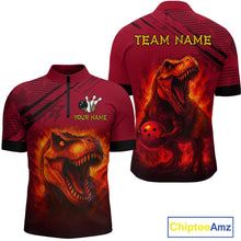 Load image into Gallery viewer, Red Dinosaur Bowling Custom Men Bowling Shirt Polo &amp; Quarter-Zip Bowling Team Jerseys HNT72