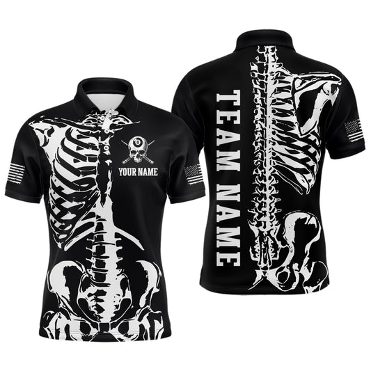 Custom Skull Bone 8 Ball Billiard Shirts for Men Billiard Team Jerseys Polo & 1/4 Zip Shirts NNT47