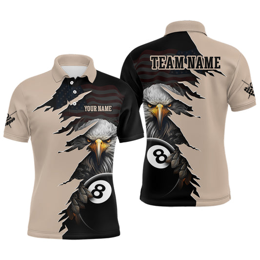 Funny US Flag Eagle Billiard Jersey for Men Billiard Shirt Billiard Gifts Polo & 1/4 Zip NNT14