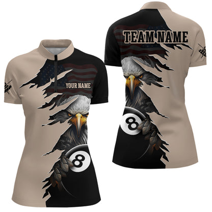 Funny US Flag Eagle Billiard Jersey for Women Billiard Shirt Billiard Gifts Polo & 1/4 Zip NNT14