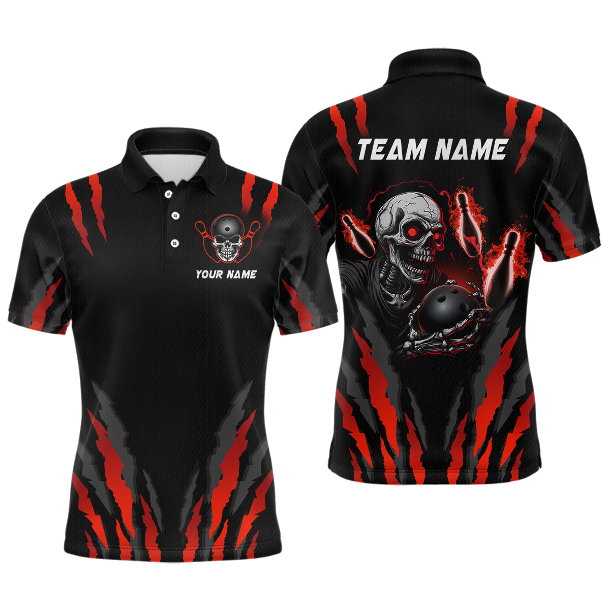 Skull Bowling Custom Men Bowling Polo & Quarter-Zip Bowling Team Jerseys HNT47