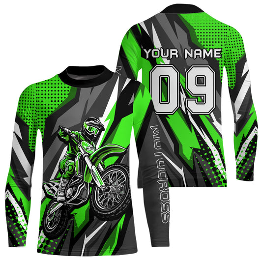 Custom Green Motocross Racing Jersey Men Women Kid Upf30+ Dirt Bike Shirt Racing Jersey DNT83