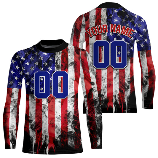 Youth US Flag Dirt Bike Jersey Off-Road Shirt Custom Motocross Jersey UPF30+ Kid Men Women DNT72
