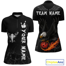 Load image into Gallery viewer, Custom Black Eagle Bowling Women Bowling Shirt Polo &amp; Quarter-Zip Bowling Team Jerseys HNT77