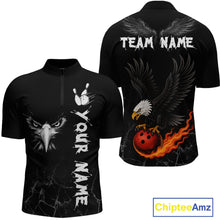 Load image into Gallery viewer, Custom Black Eagle Bowling Men Bowling Shirt Polo &amp; Quarter-Zip Bowling Team Jerseys HNT77