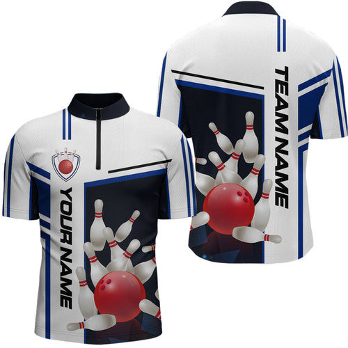 Bowling Jersey for Men Custom Bowling Team Shirts with Name Bowling League Polo & 1/4 Zip HNT30