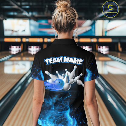 Custom Funny Ghost Halloween Bowling Jersey for Women Polo & 1/4 Zip Bowling Team Shirts HNT121