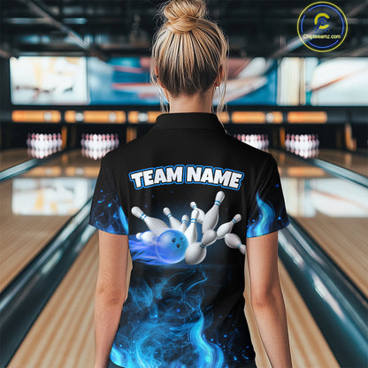 Custom Funny Ghost Halloween Bowling Jersey for Women Polo & 1/4 Zip Bowling Team Shirts HNT121