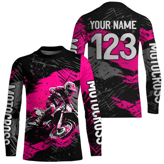 Pink Youth Motocross Jersey Custom Dirt Bike Racing Shirts for Kid Men Women UPF30+ DNT20
