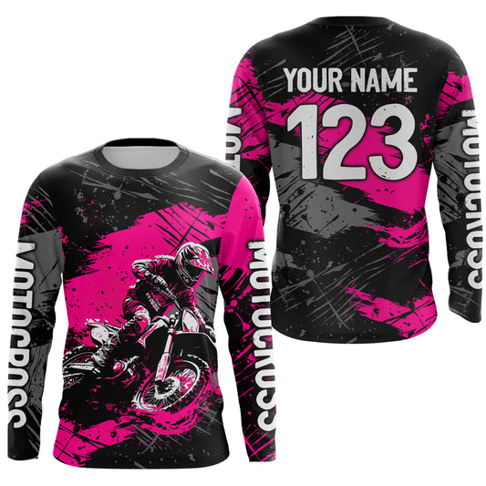Pink Youth Motocross Jersey Custom Dirt Bike Racing Shirts for Kid Men Women UPF30+ DNT20