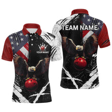 Load image into Gallery viewer, US Flag Eagle Custom Name Bowling Team Shirts For Men Bowling League Polo &amp; 1/4 Zip Shirt HNT06