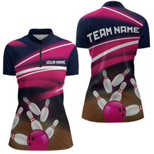 Load image into Gallery viewer, Custom Pink Bowling Jersey Bowling Team Shirts For Women Bowling League Polo &amp; 1/4 Zip HNT163
