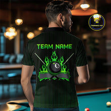 Load image into Gallery viewer, Custom Green 8 Ball Flame Billiard Shirts for Men, Billiard Team Polo &amp; 1/4 Zip Shirts NNT62
