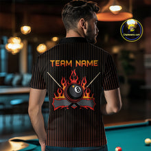 Load image into Gallery viewer, Custom Orange 8 Ball Flame Billiard Shirts for Men, Billiard Team Polo &amp; 1/4 Zip Shirts NNT62