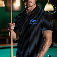 Load image into Gallery viewer, Custom Blue 8 Ball Flame Billiard Shirts for Men, Billiard Team Polo &amp; 1/4 Zip Shirts NNT62